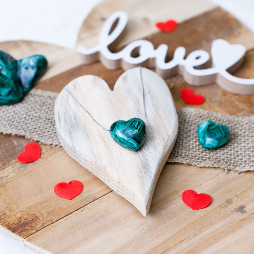 Pendentif coeur Rati - Malachite (Grand)