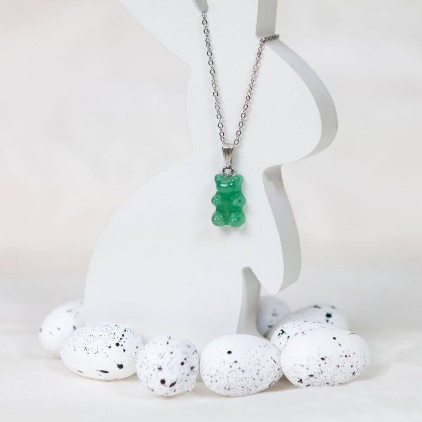 Pendentif nounours Amon - Aventurine verte