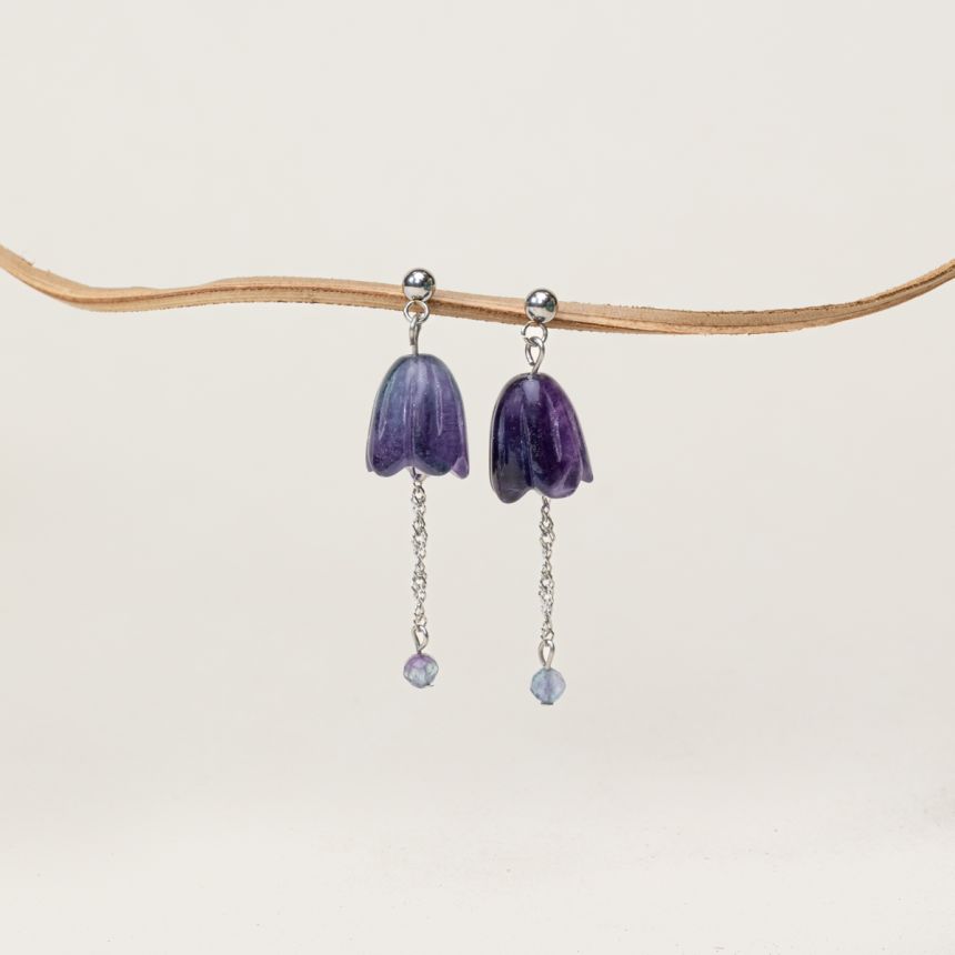 Boucles d'oreilles Clochette - Fluorite