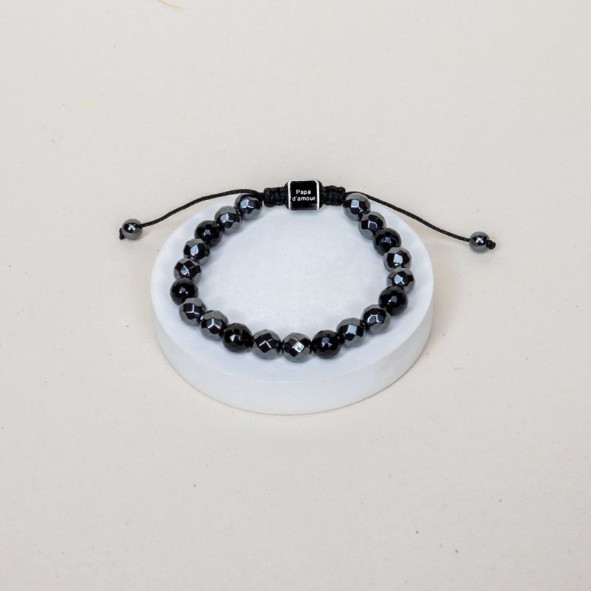 Bracelet Philippe - Agate noire, Hématite