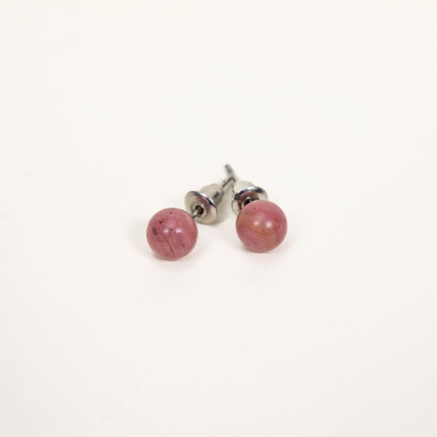 Boucle d'oreilles puces Hestia - Rhodochrosite 6mm