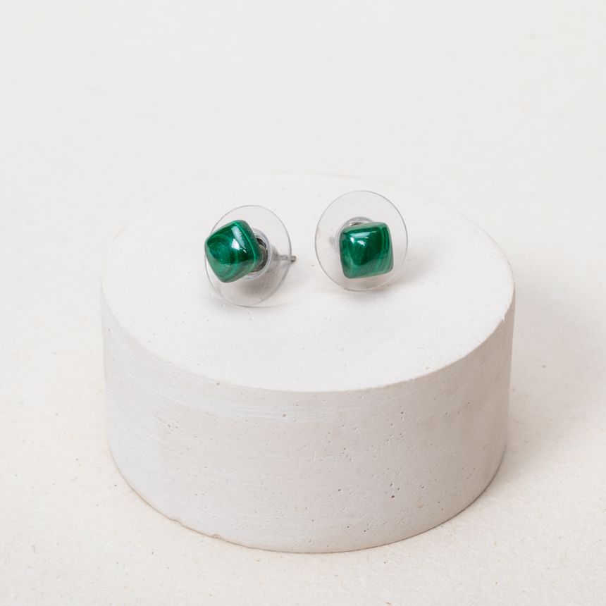 Boucles d'oreilles puces Sierra - Malachite