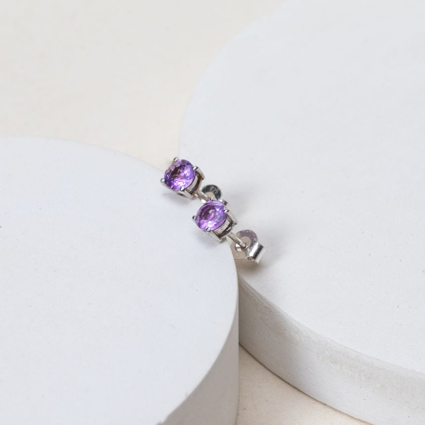 Boucles d'oreilles puces Lilya - Améthyste